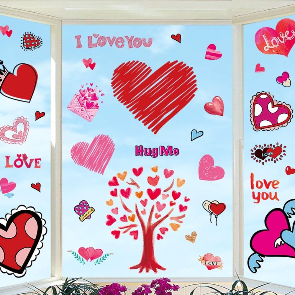 Heart Valentines Day Window Decorations